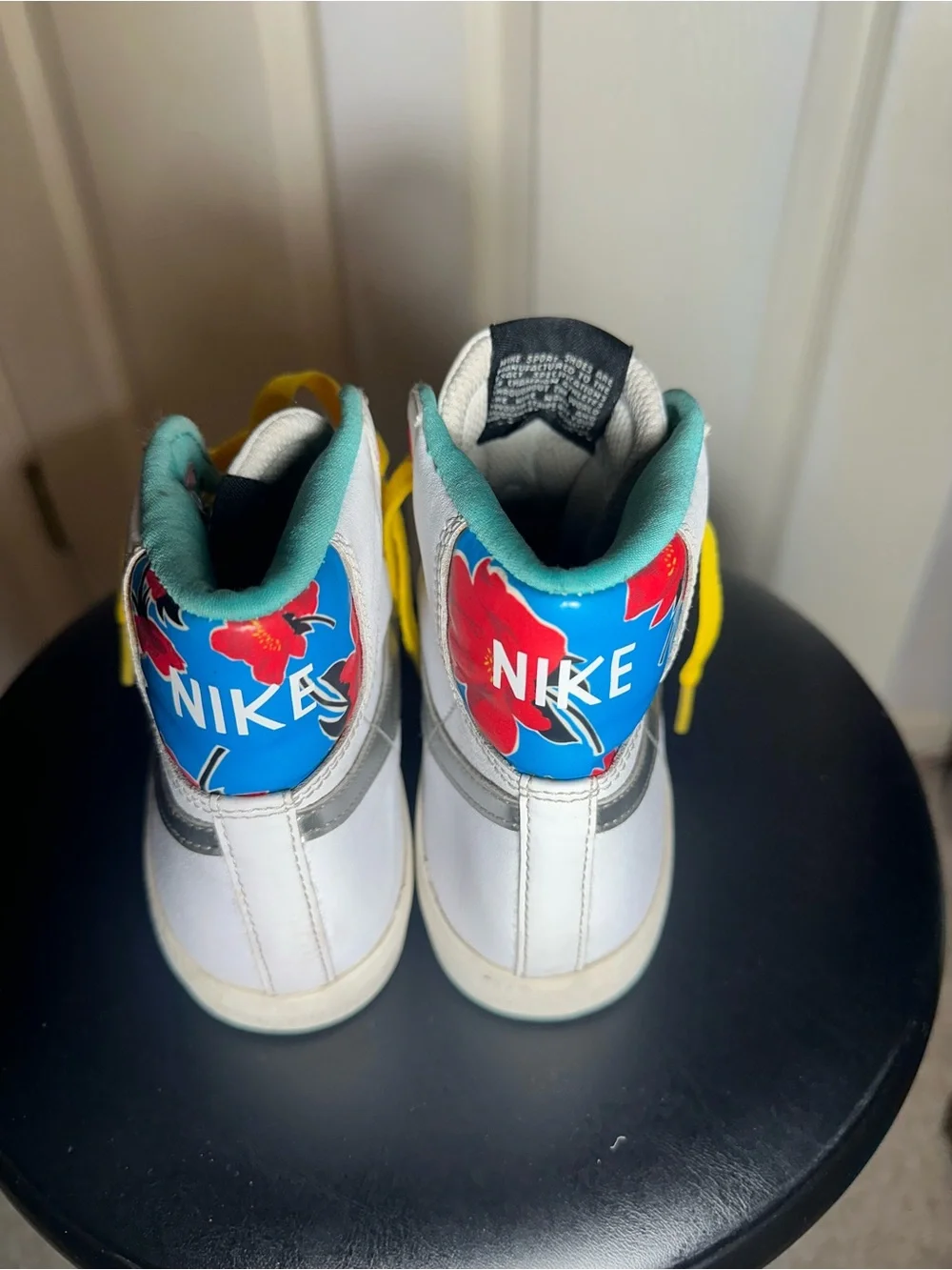 Nike tropical blazers High-Top Sneakers in White, Yellow and Teal